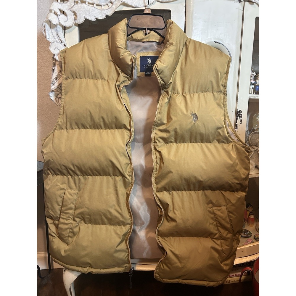 US Polo Assn Mens Sleeveless Golden Full Zip Up Quilted Puffer Vest XL